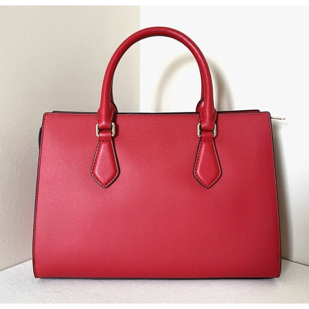 New Michael Kors Sheila Medium Saffiano Vegan Leather Satchel Bright Red - Picture 7 of 7